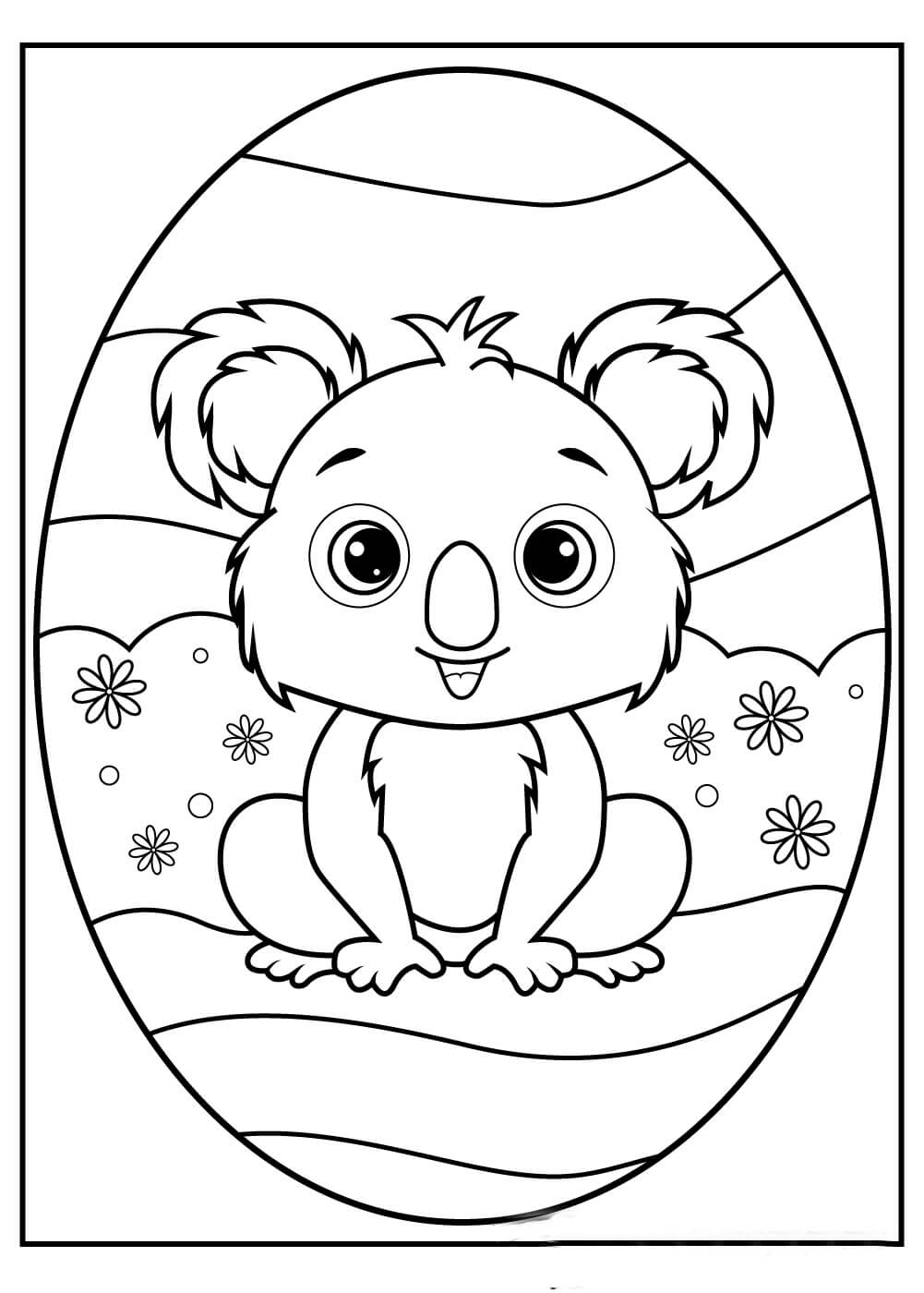 Dibujo de Koala Divertido Sentado para Colorear y Imprimir