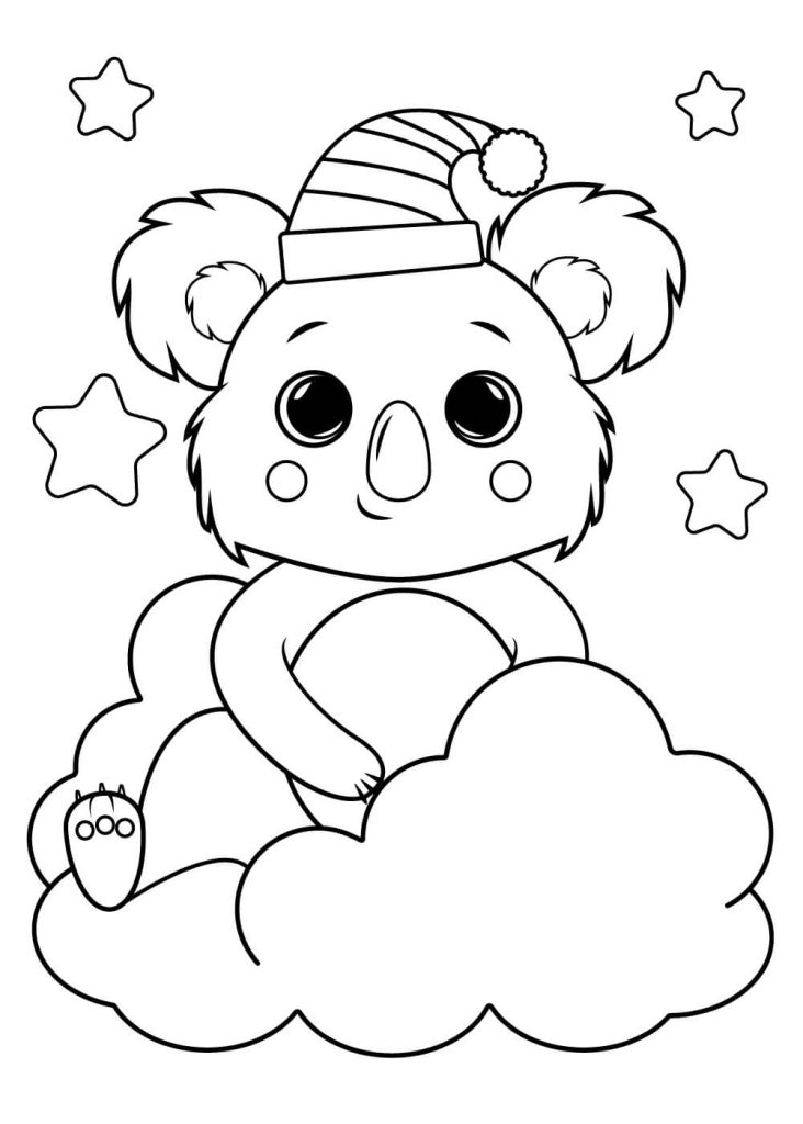 Dibujo de Koala Navideño para Colorear y Imprimir