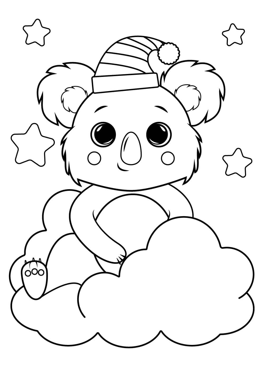 Dibujo de Koala Navideño para Colorear y Imprimir