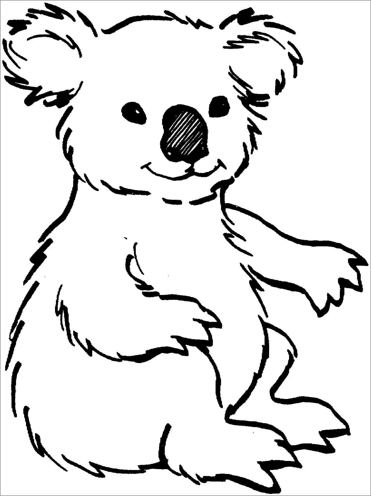 Dibujo de Koala Sentado para Colorear y Imprimir