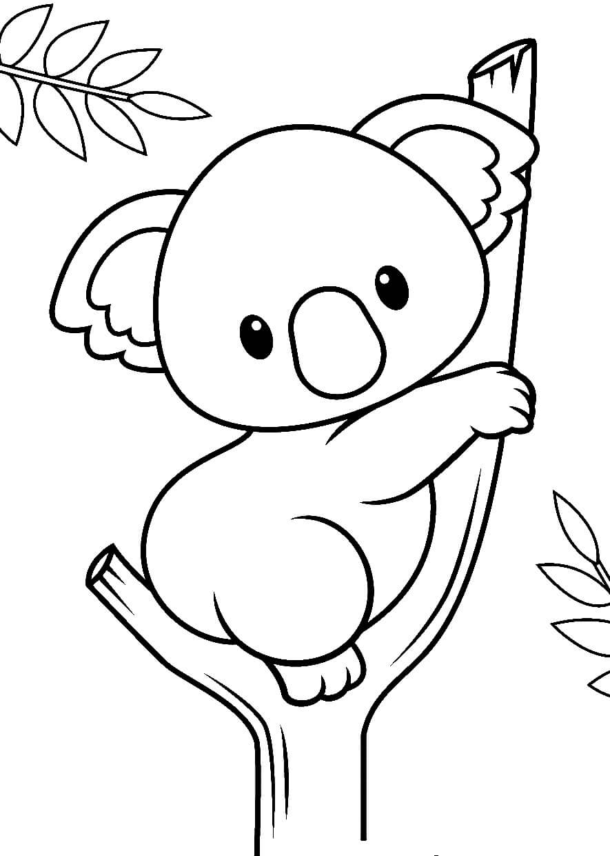 Dibujo de Pequeño Koala para Colorear y Imprimir