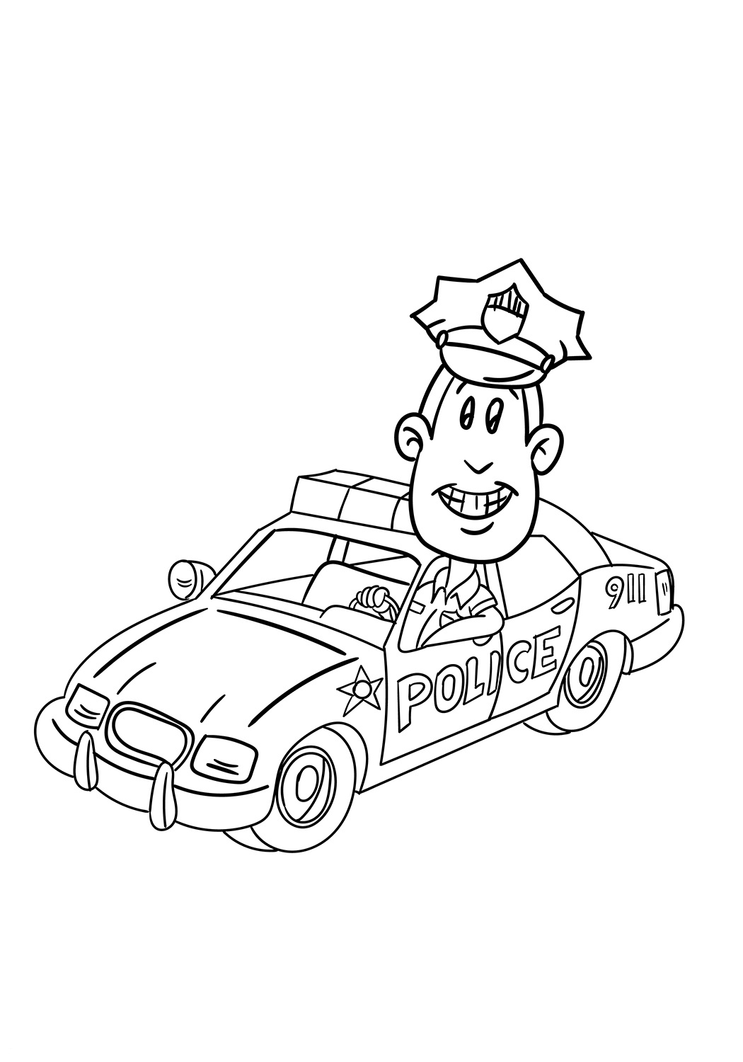 dibujo de el policia en el coche para colorear