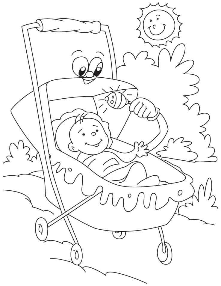 Dibujo de Cochecito de Dibujos Animados para Colorear y Imprimir