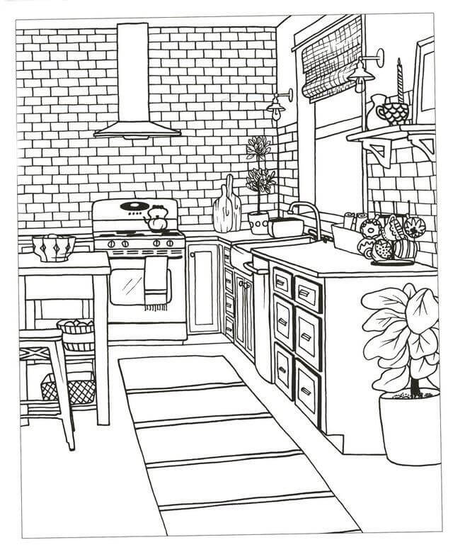 Dibujo de Cocina Asombrosa para Colorear y Imprimir