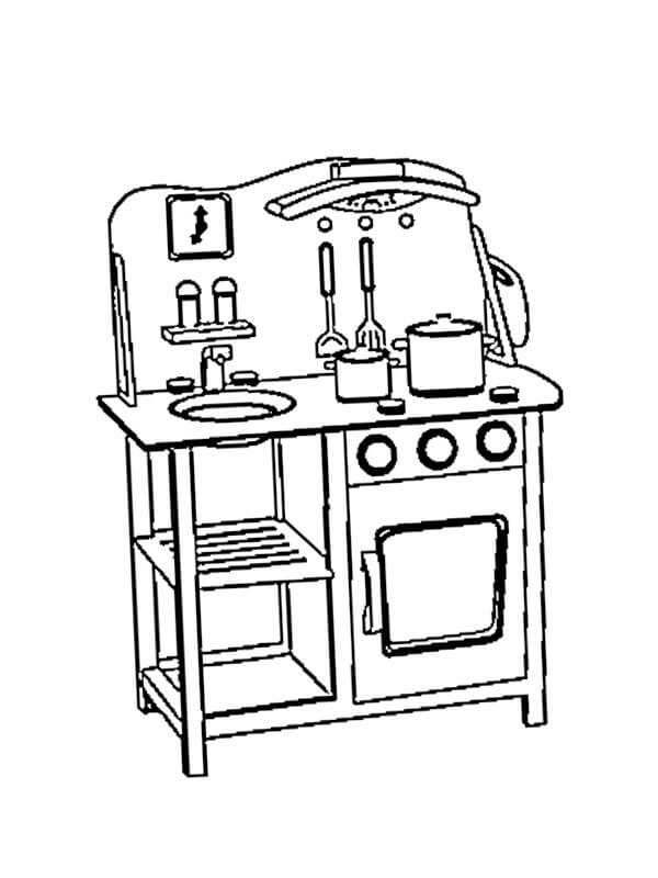 Dibujo de Cocina de Juguete para Colorear y Imprimir