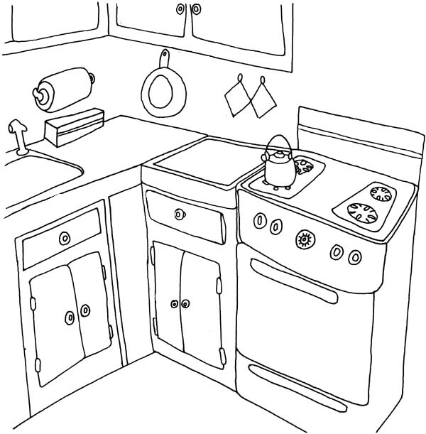 Dibujo de Cocina Imágenes Gratis para Colorear y Imprimir