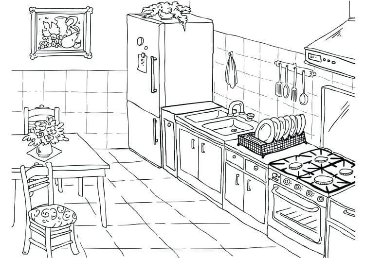 Dibujo de Cocina Impresionante para Colorear y Imprimir