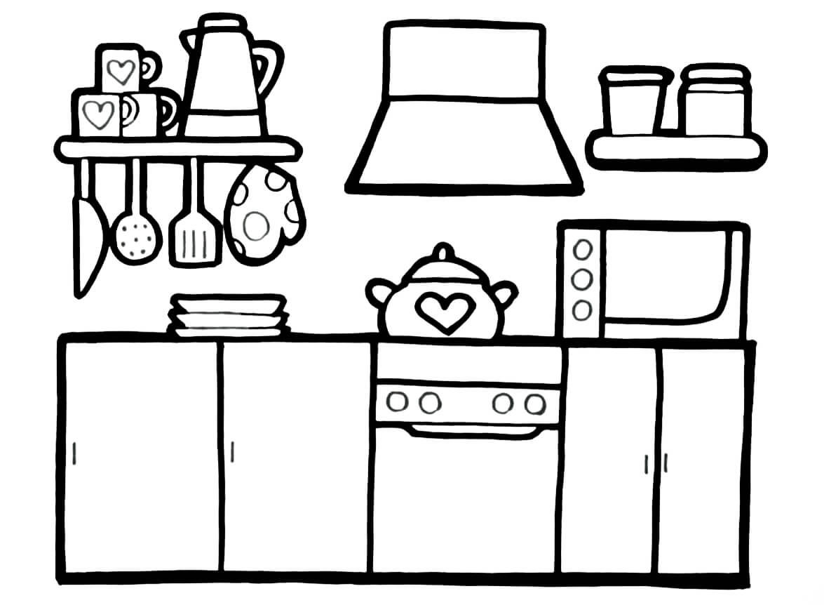 Dibujo de Cocina Normal para Colorear y Imprimir