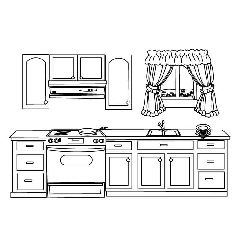 Dibujo de Cocina Sencilla 2 para Colorear y Imprimir