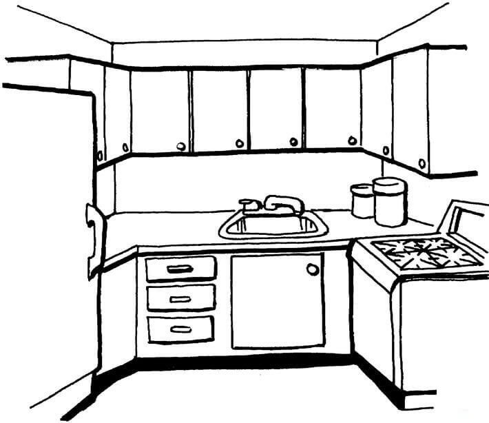 Dibujo de Dibujo Cocina para Colorear y Imprimir
