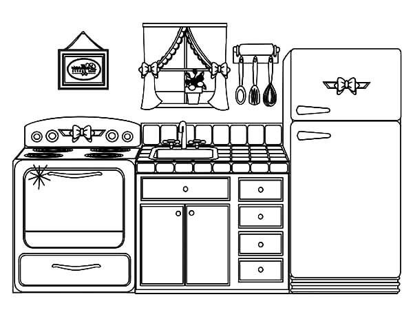 Dibujo de Hermosa Casa de Cocina para Colorear y Imprimir