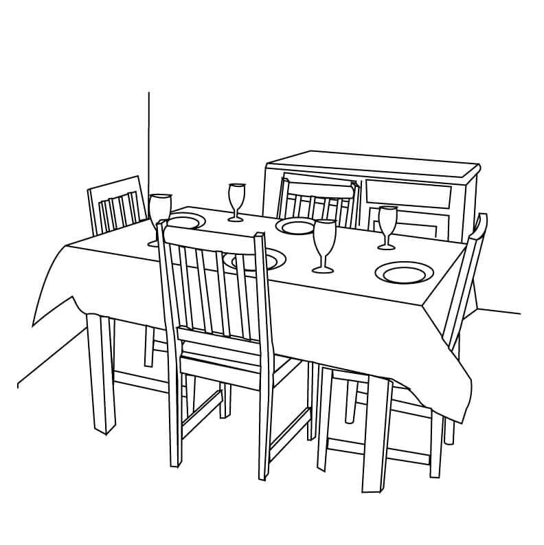 Dibujo de Mesa de Cocina para Colorear y Imprimir