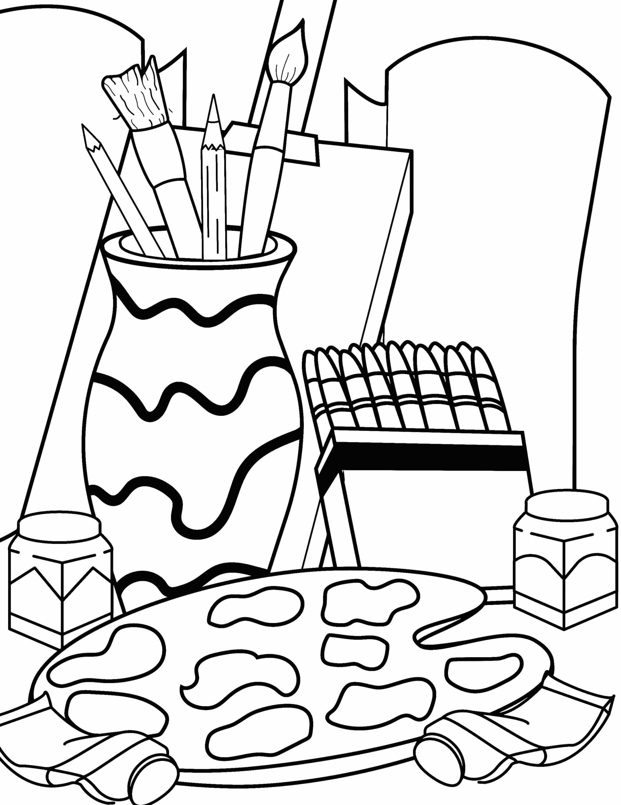 Dibujo de Suministros de Cocina Costura y Arte para Colorear y Imprimir