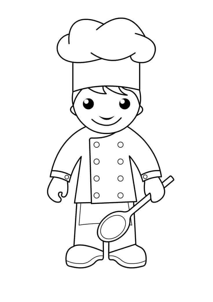 dibujo bebe cocinero para colorear