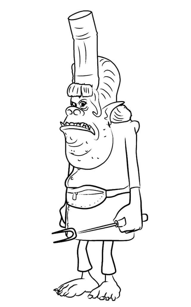 dibujo chef de trolls para colorear