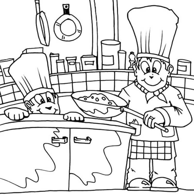 dibujo chef profesional para colorear