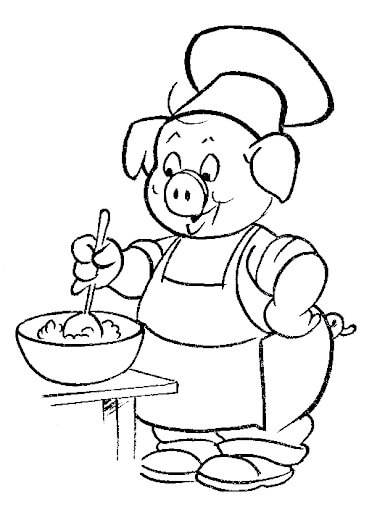 dibujo chef de cerdo para colorear