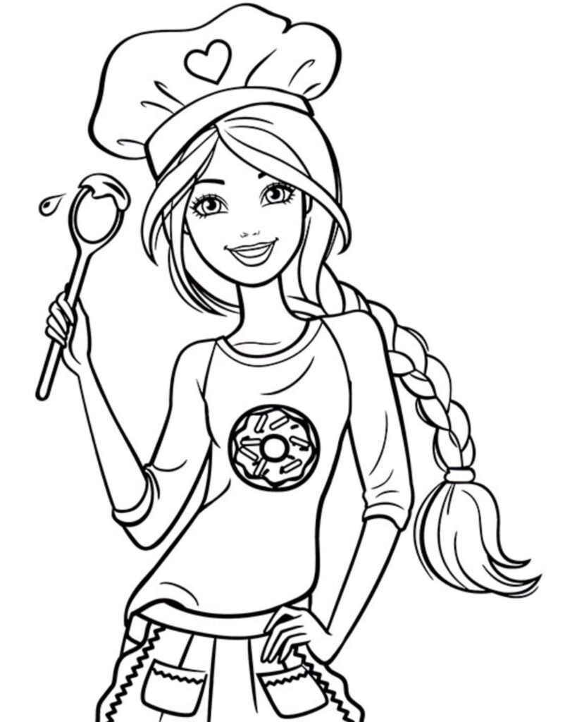 Dibujo Cocinera Barbie Para Colorear