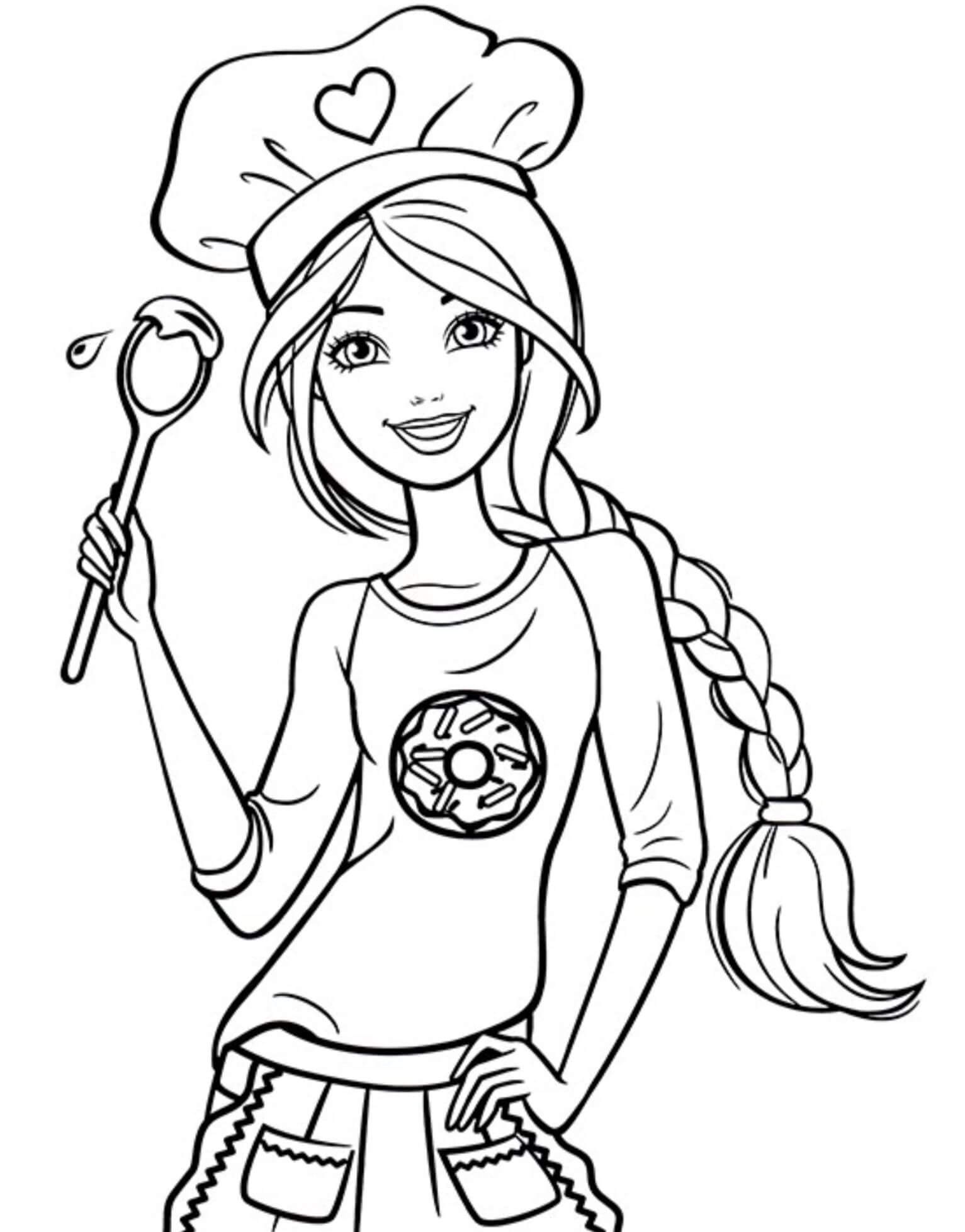dibujo cocinera barbie para colorear