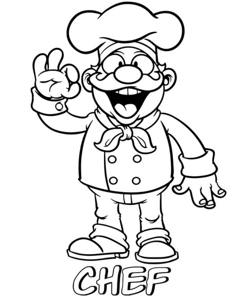 dibujo cocinero divertido para colorear