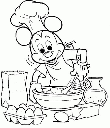 dibujo cocinero mikey raton para colorear