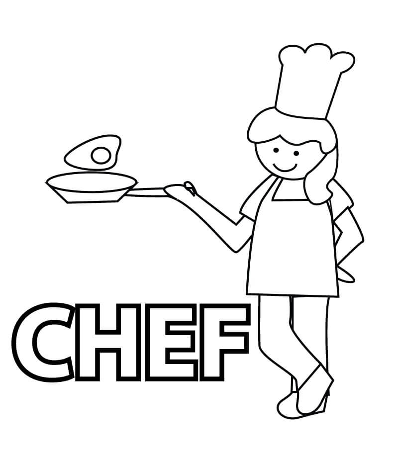 dibujo hermosa chica cocinero para colorear