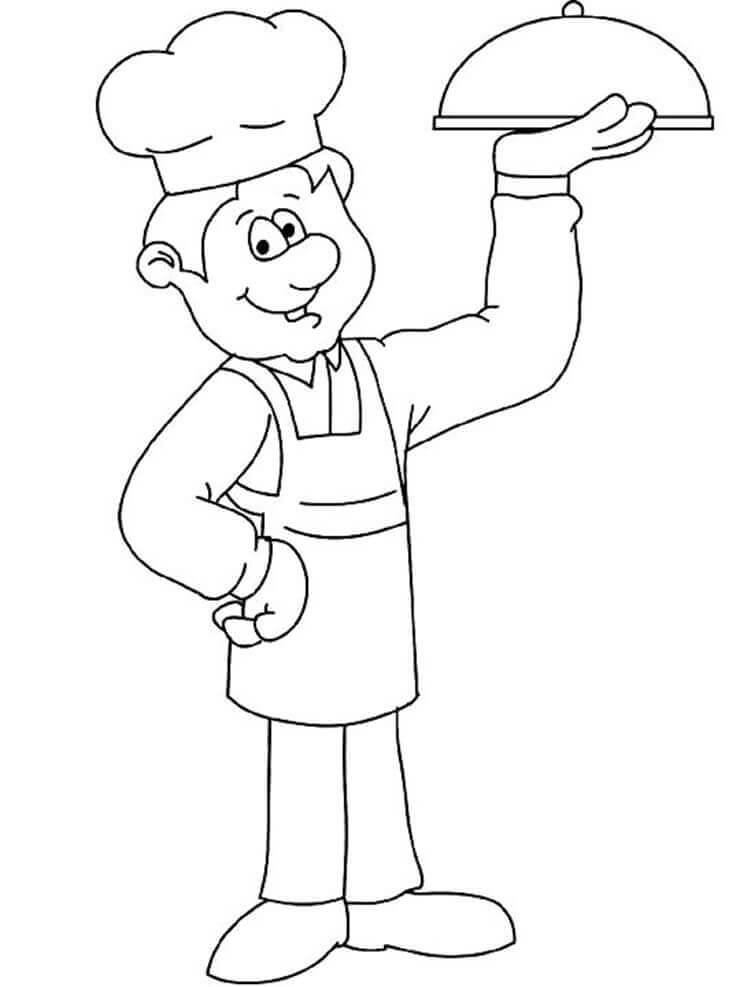 dibujo joven chef para colorear