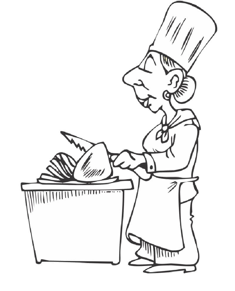 dibujo vieja cocinera para colorear