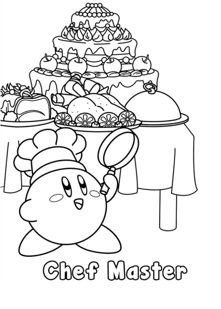 Dibujo de Maestro Cocinero Kirby para Colorear y Imprimir