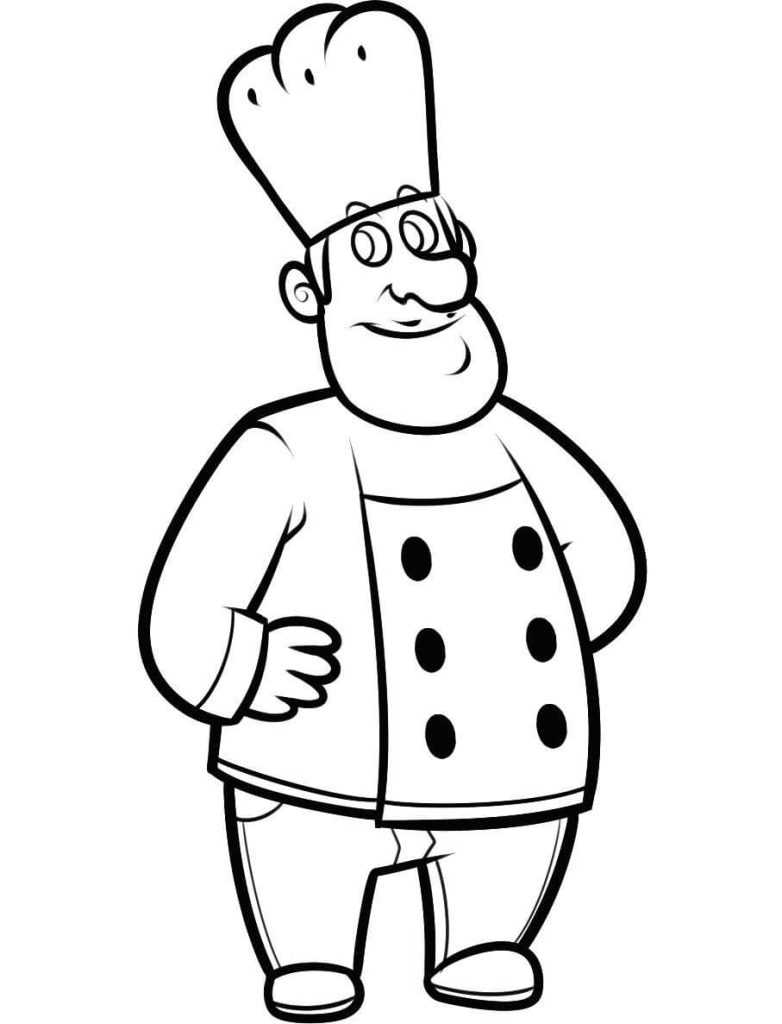 Dibujo de Un Cocinero Gordo para Colorear y Imprimir