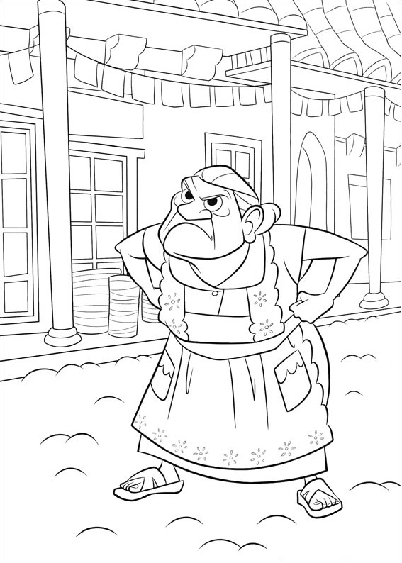 Dibujo de Abuelita Enojada para Colorear y Imprimir