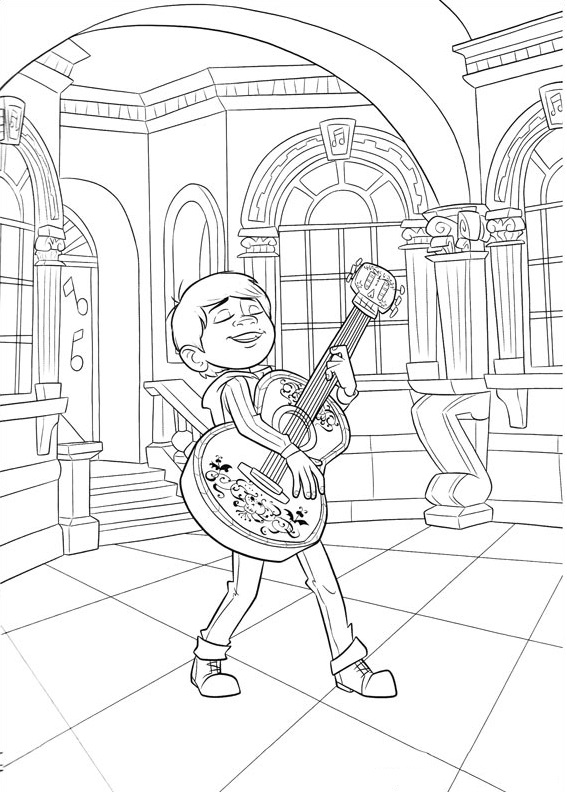 Dibujo de Miguel Rivera Tocando La Guitarra para Colorear y Imprimir