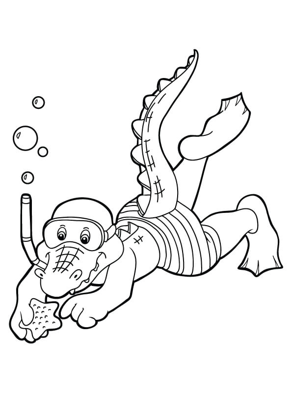dibujo buceo de cocodrilos para imprimir y colorear