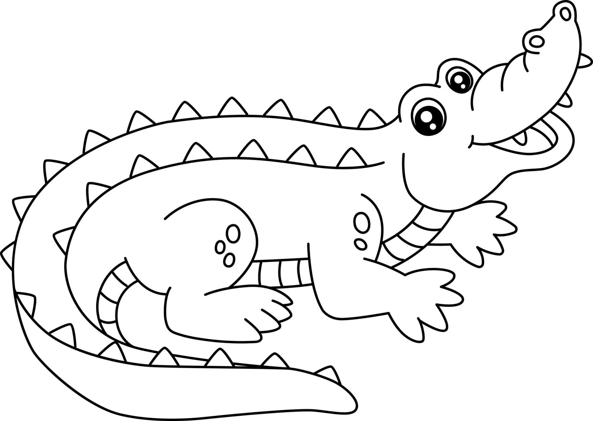 dibujo buen cocodrilo para imprimir y colorear