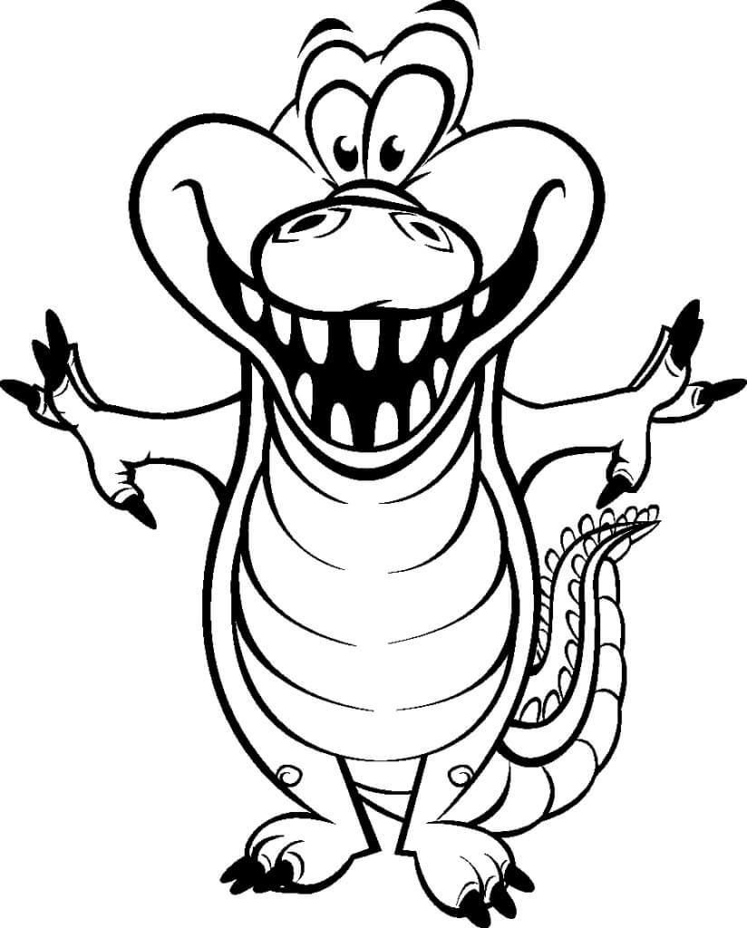 dibujo cocodrilo bebe divertido para imprimir y colorear