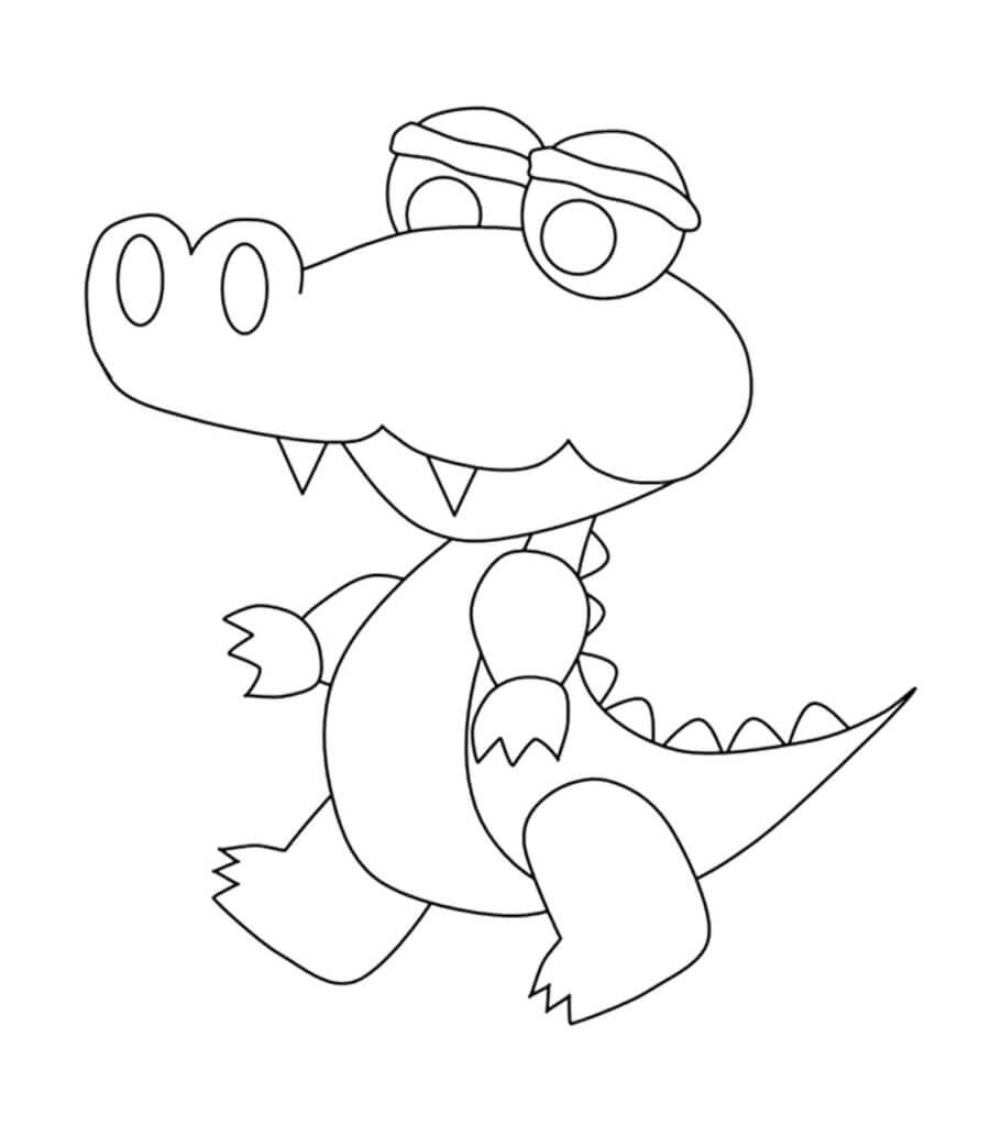 dibujo cocodrilo chibi divertido para imprimir y colorear