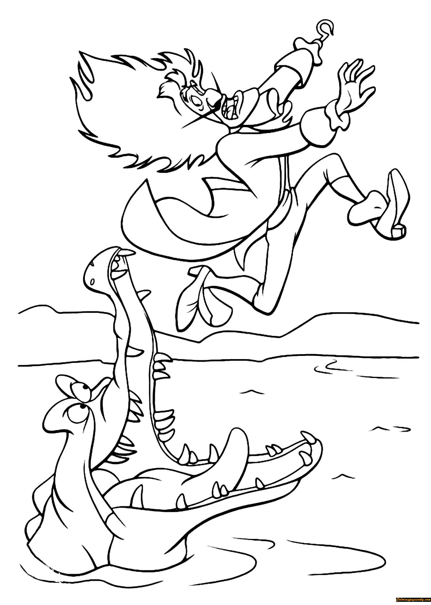 dibujo cocodrilo de pie para imprimir y colorear