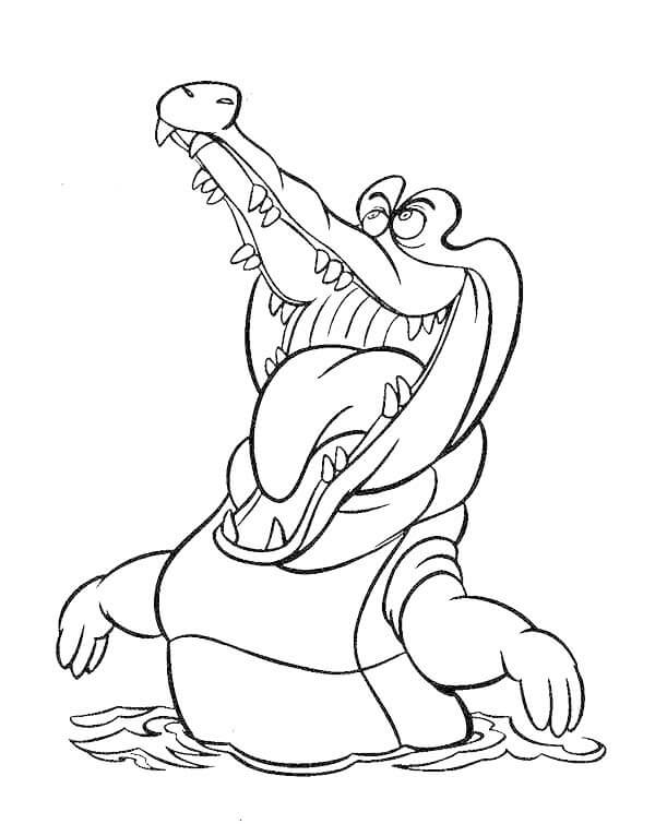 dibujo cocodrilo divertido de dibujos animados para imprimir y colorear