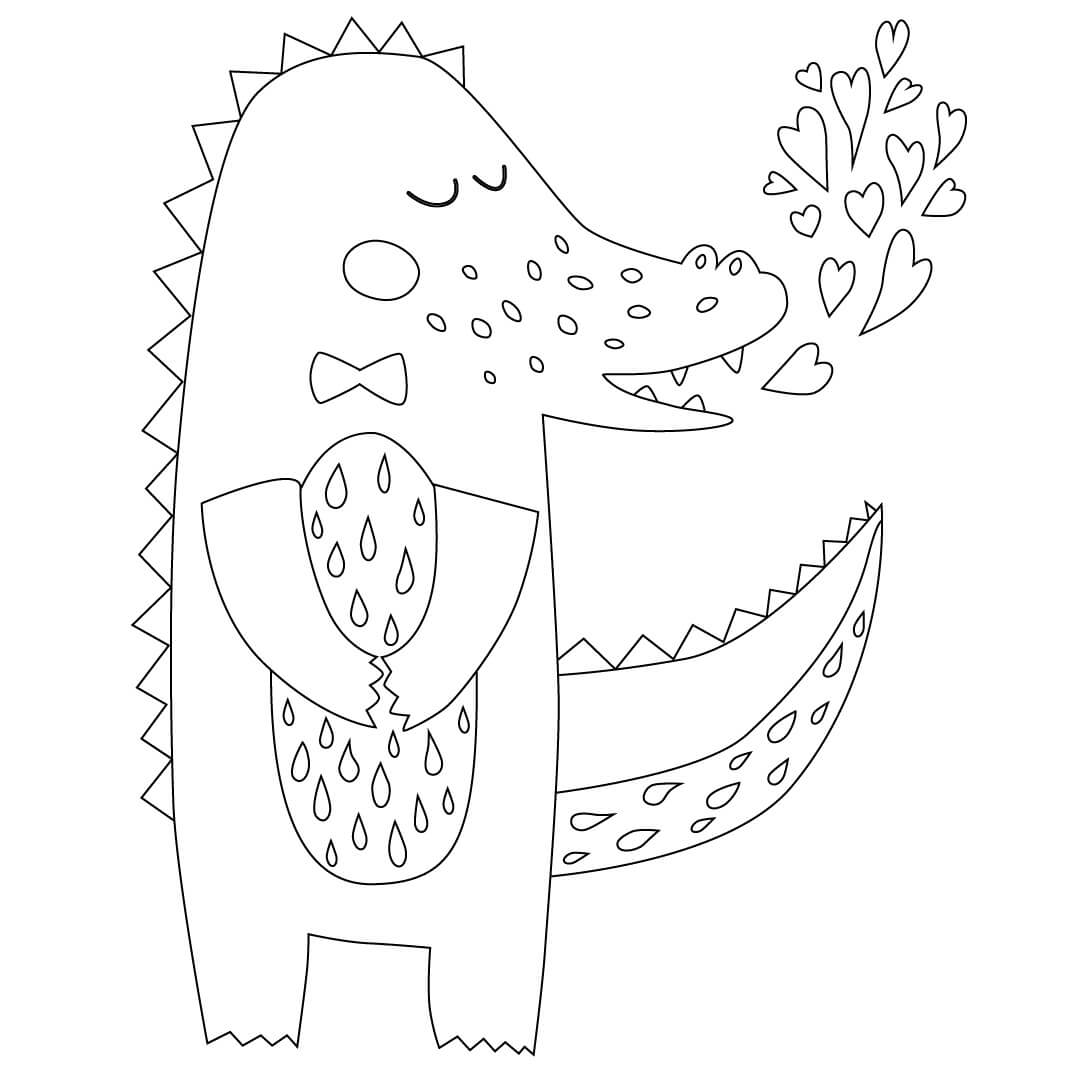 dibujo cocodrilo divertido para imprimir y colorear