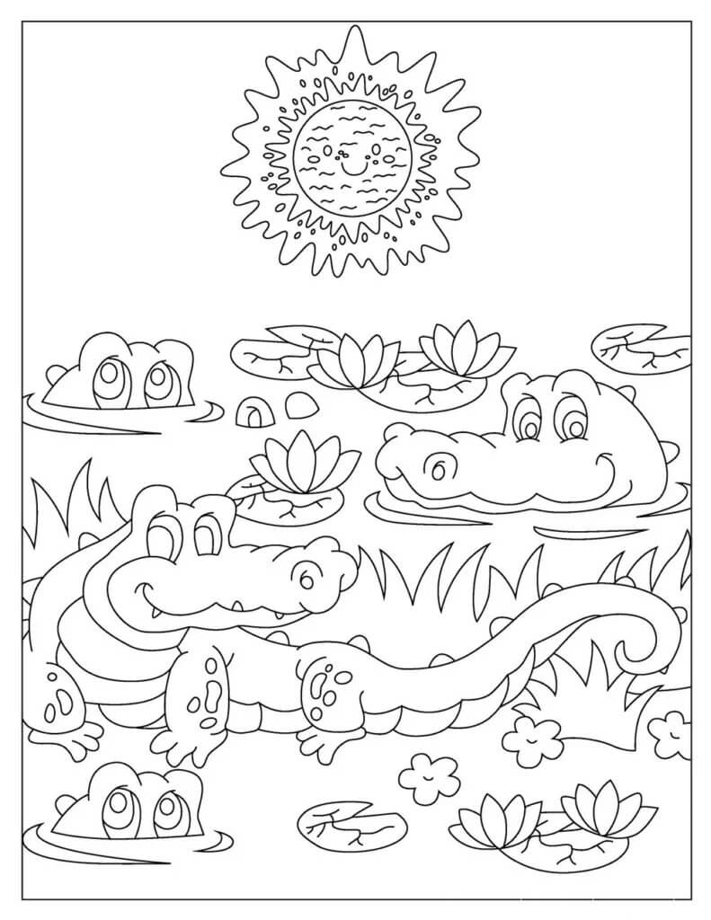dibujo cocodrilo estudiante para imprimir y colorear