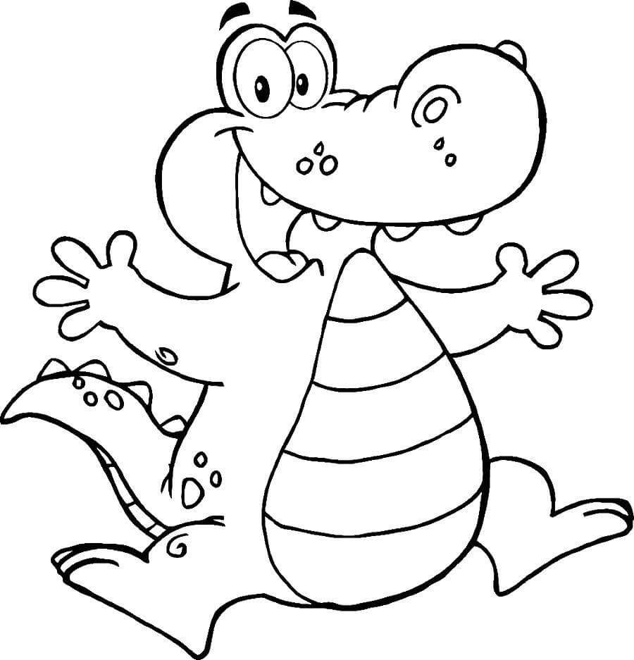 dibujo cocodrilo familiar para imprimir y colorear