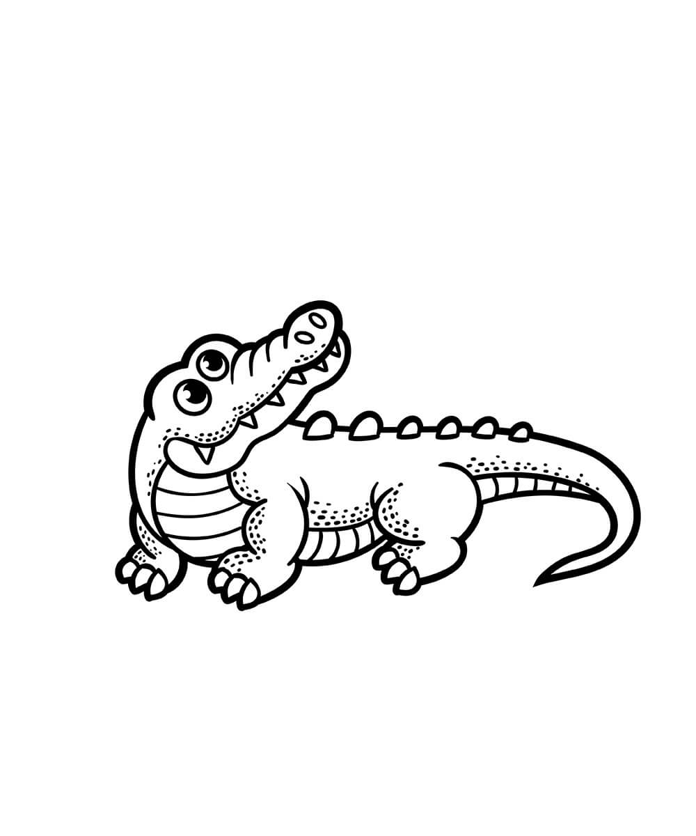 dibujo cocodrilo pensando para imprimir y colorear