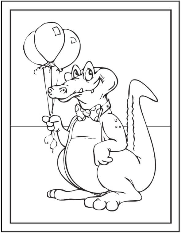 dibujo cocodrilo sonriente para imprimir y colorear