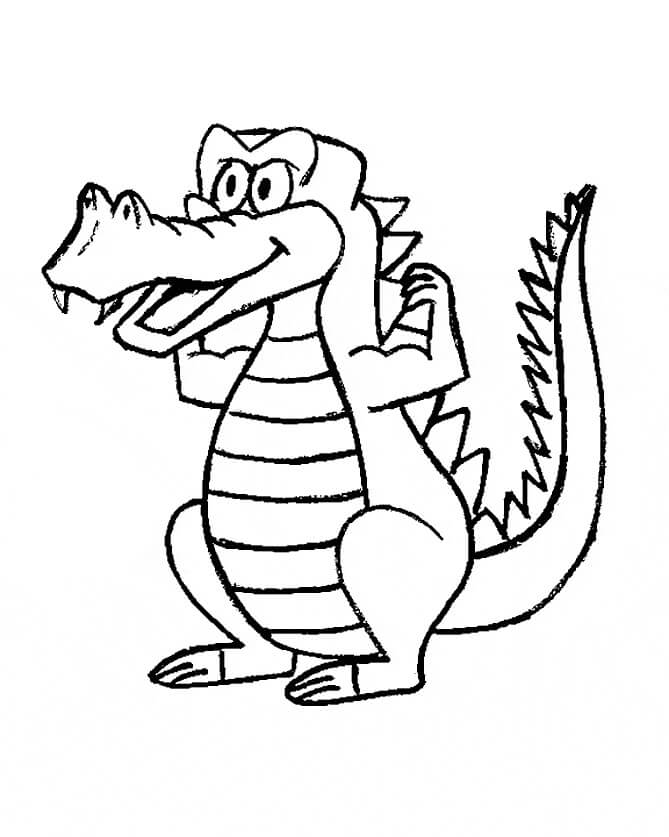 Dibujo de Dibujo Cocodrilo de Pie para Colorear y Imprimir