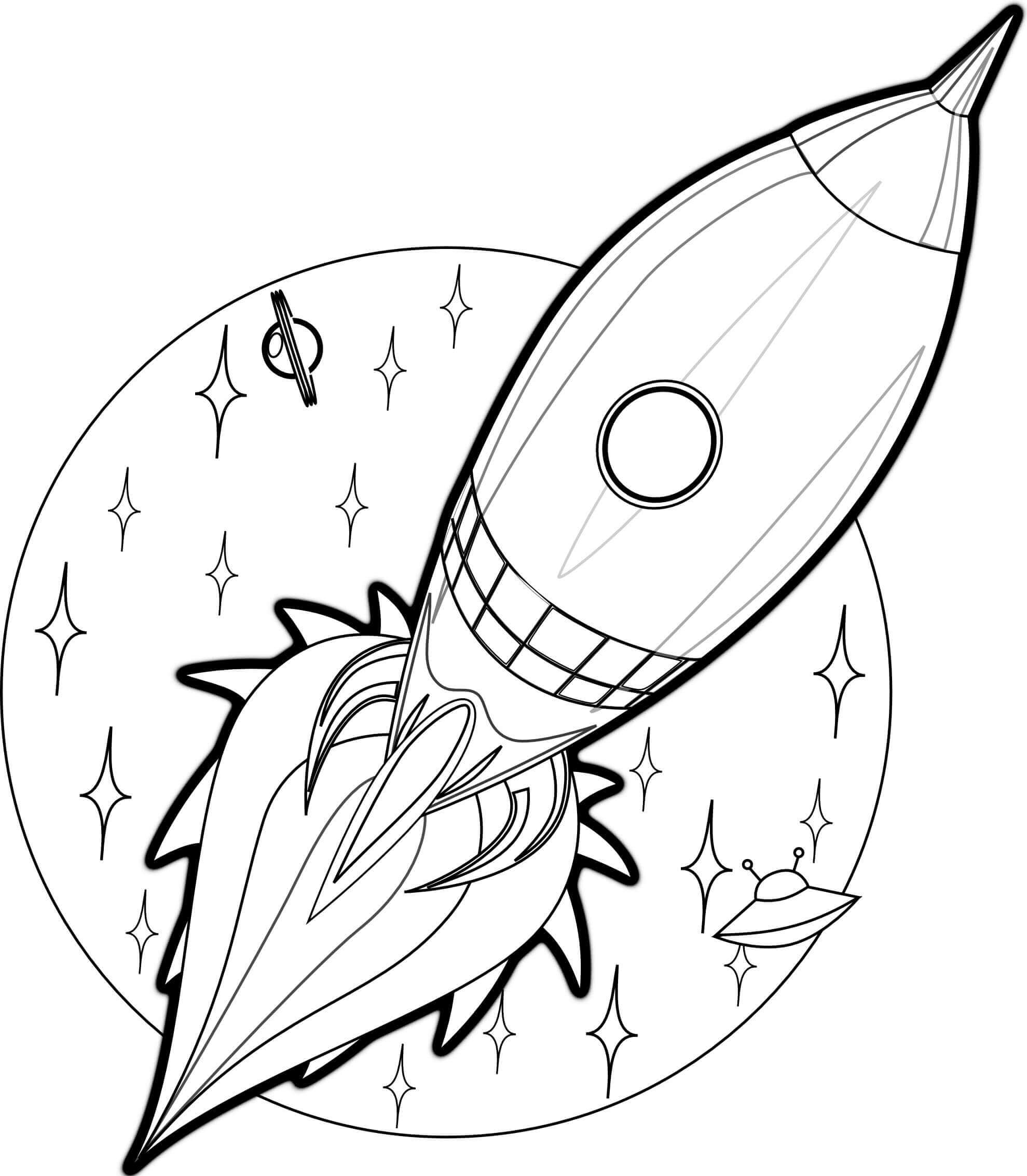 Dibujo de Cohete 2 para Colorear y Imprimir