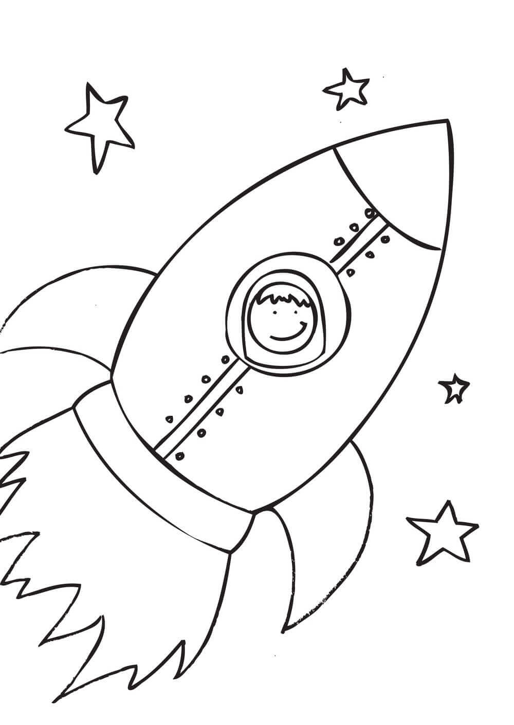 Dibujo de Gente En Un Cohete para Colorear y Imprimir