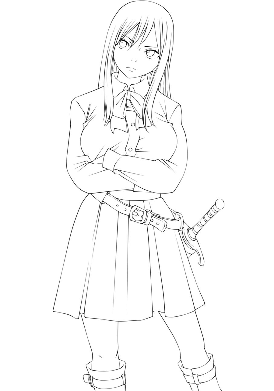 Dibujo de Erza Escarlata para Colorear y Imprimir