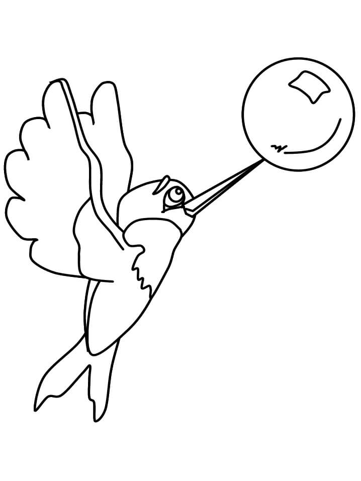 dibujo colibri con flor y hojas para imprimir y colorear