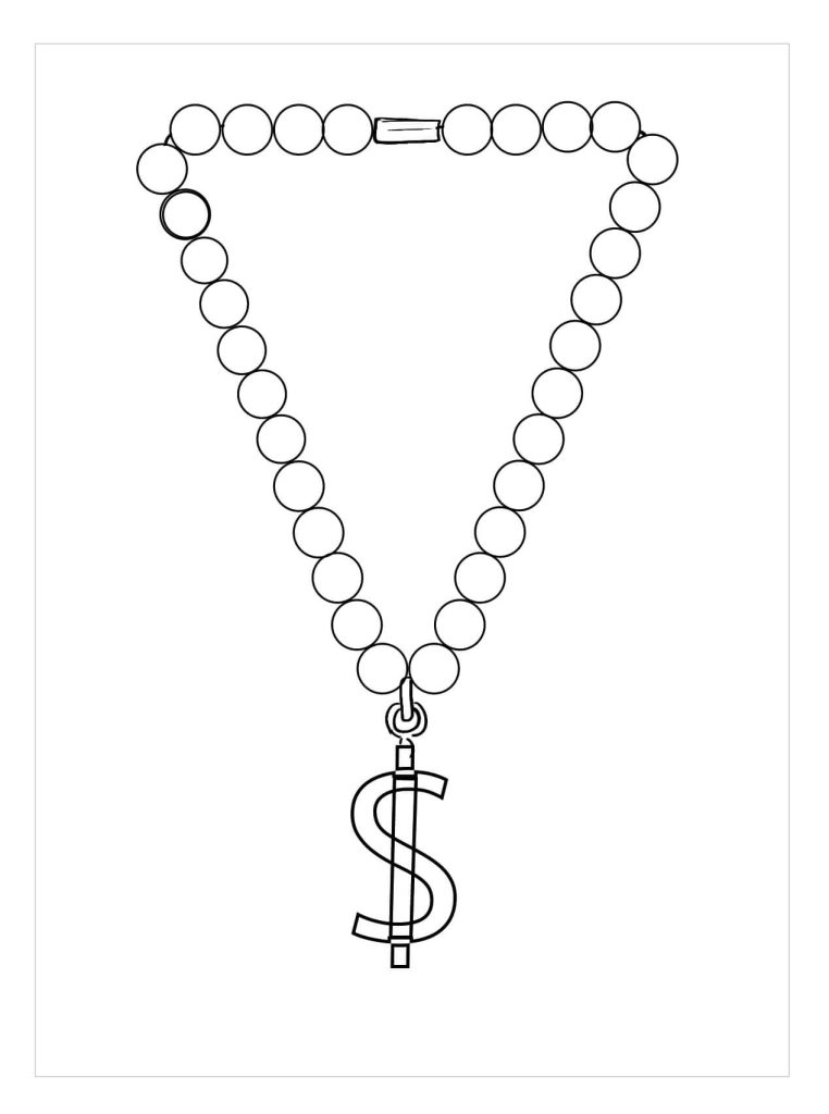 Dibujo de Collar Con Signo de Dinero para Colorear y Imprimir