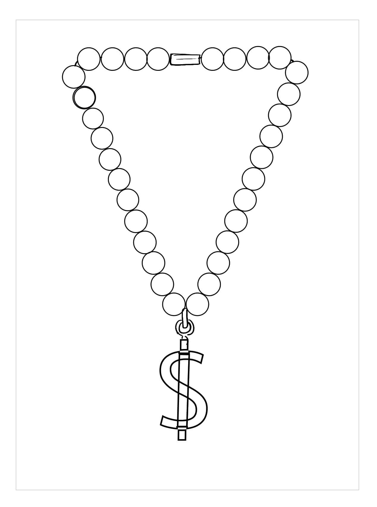 Dibujo de Collar Con Signo de Dinero para Colorear y Imprimir